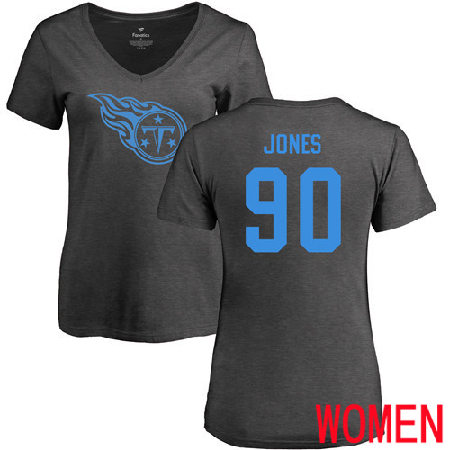 Tennessee Titans Ash Women DaQuan Jones One Color NFL Football #90 T Shirt